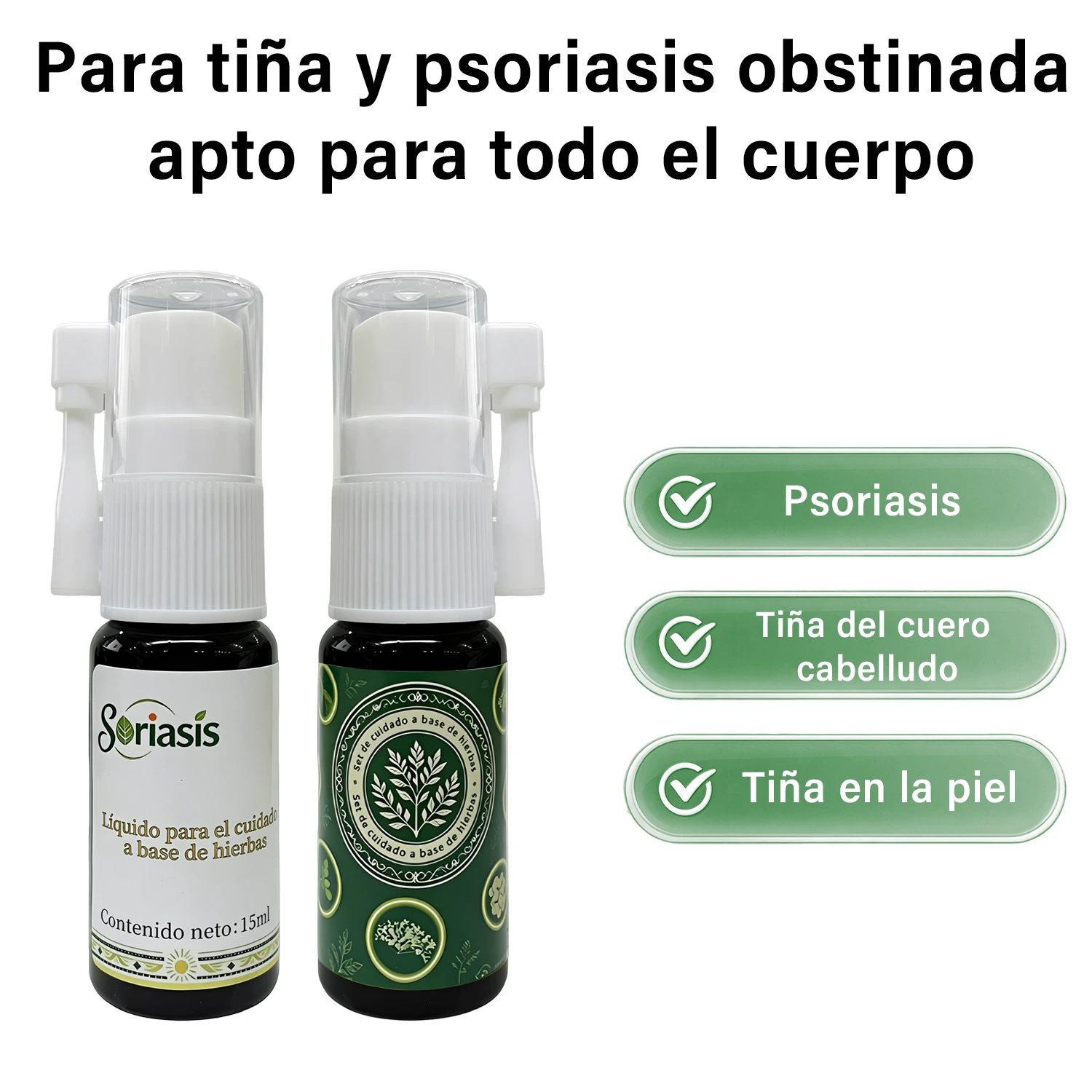 Tratamiento para todo tipo de psoriasis rebelde, tiña de la cabeza, tiña corporal e inguinal, paño (pitiriasis versicolor), pie de atleta, caspa, piel seca, comezón y descamación