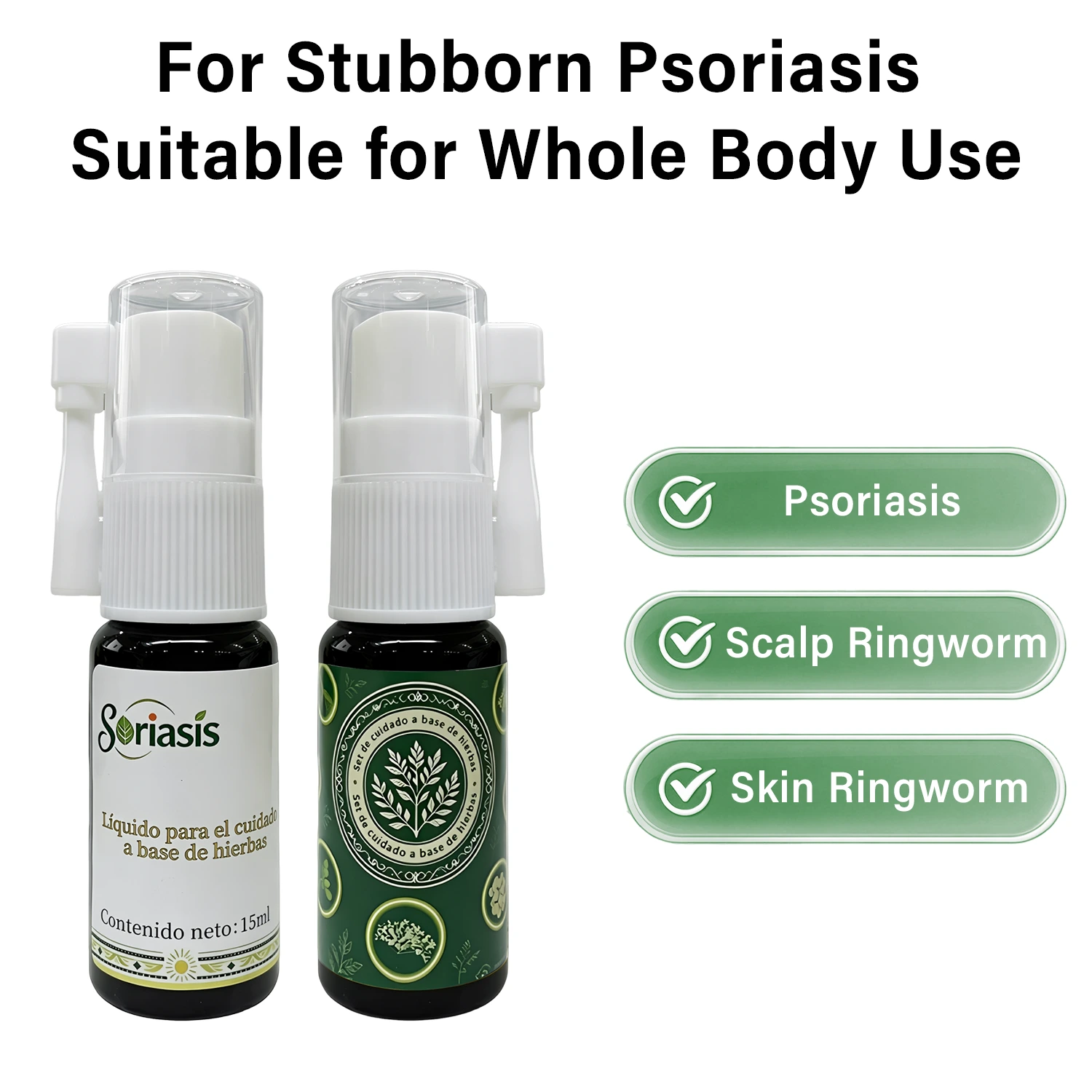Treatment for stubborn psoriasis, scalp ringworm, body and jock itch, tinea versicolor, athlete's foot, dandruff, dry skin, itching, and flaking.